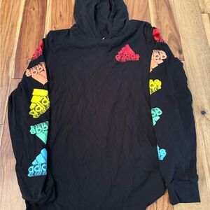 Adidas Black Hoodie with Colorful Logo Accents